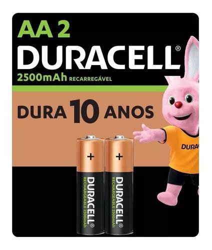 02 pilha recarregável modelo Aa 2500 Mah Duracell C c 2 Un