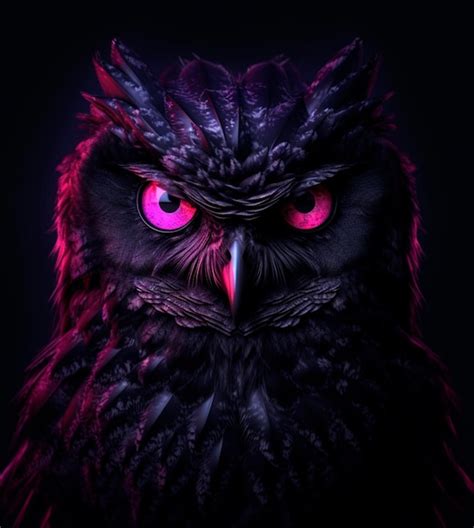 Premium Ai Image An Owl With Red Eyes And A Black Background