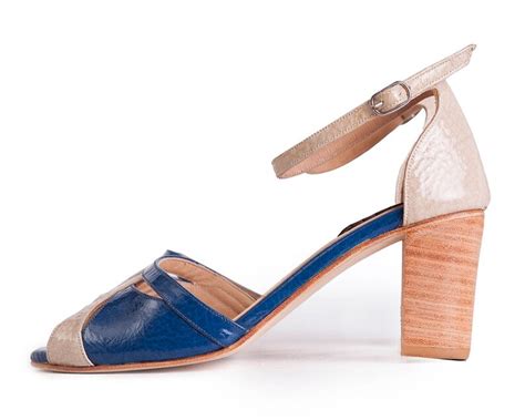 Romance Charol Blue Sandals In Blue And Nude Leather By Etsy Ireland
