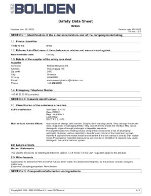 Fillable Online Sds Msds Safety Data Sheet Brass Bronze Copper Fax