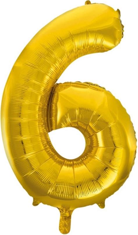 Folie Ballon Cijfer 6 Goud 86 Cm Bol