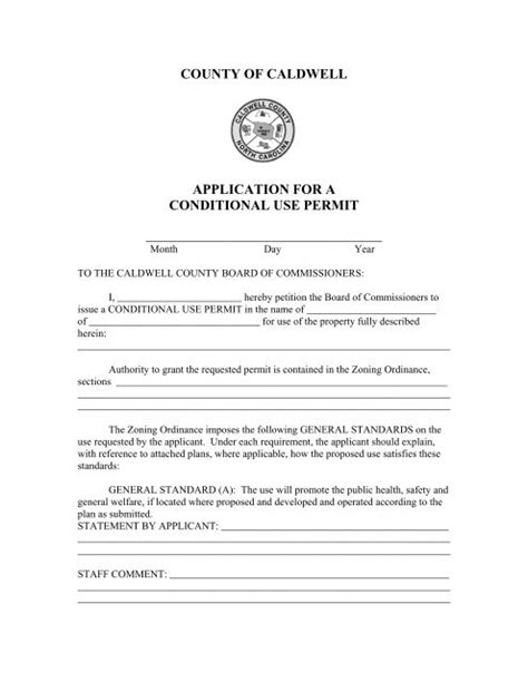 Conditional Use Permit Application Pdf Format Caldwell County