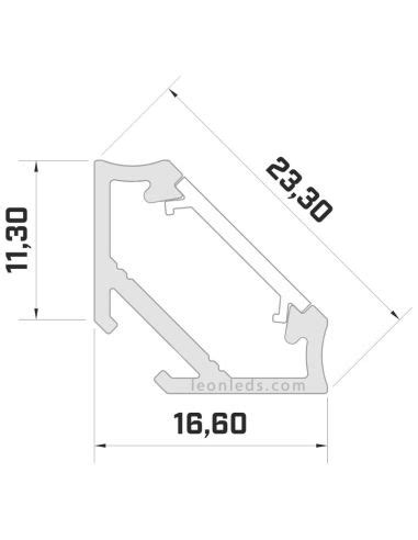 Perfil Aluminio Angular Para Tira Led Modelo C Leonleds