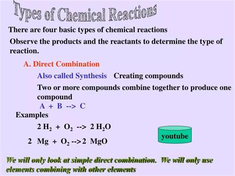 Pptx Types Of Chemical Reactions Combination Reaction Also Known As Hot Sex Picture