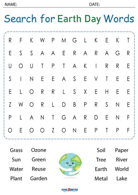 Earth Day Word Search Puzzles