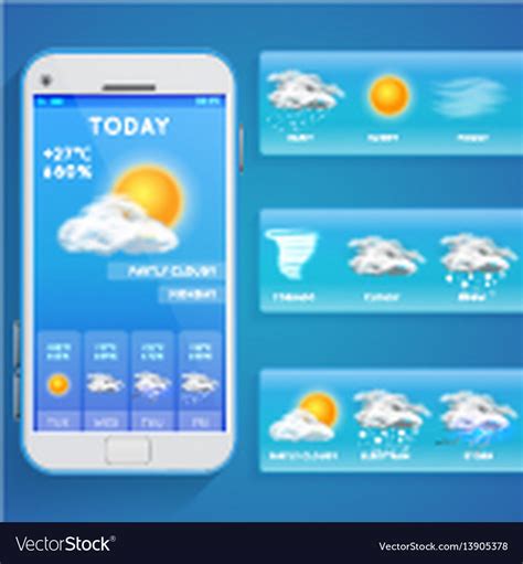 Weather Forecast App On Smartphone Screen Vector Image