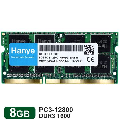 ノートpc用メモリ Hanye Ddr3 1600 Pc3 12800 8gb8gbx1枚 Sodimm 15v Cl11 204