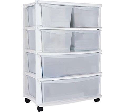 Plastic Wide Tower Storage Unit On Wheels With 7 Drawers 131 Litres