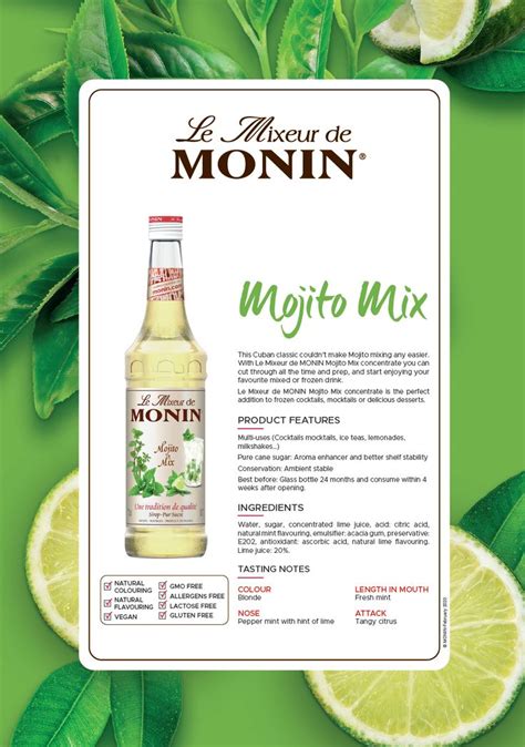 Monin Mojito Cocktail Mix 700ml Box Of 6