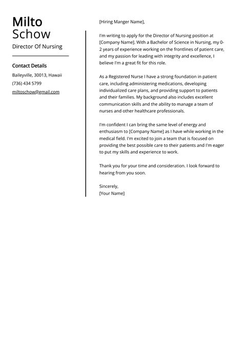 Director Of Nursing Cover Letter Example Free Guide