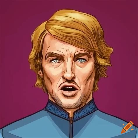 Cartoon Art Of Owen Wilson As Mobius From Loki On Craiyon