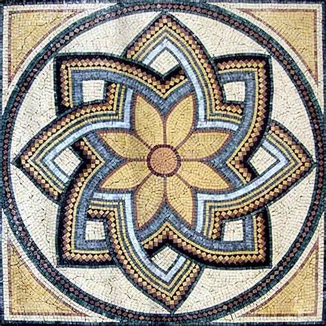 Roman Art Flower Mosaic Octavia Design Handcrafted Marble Tile Wall ...