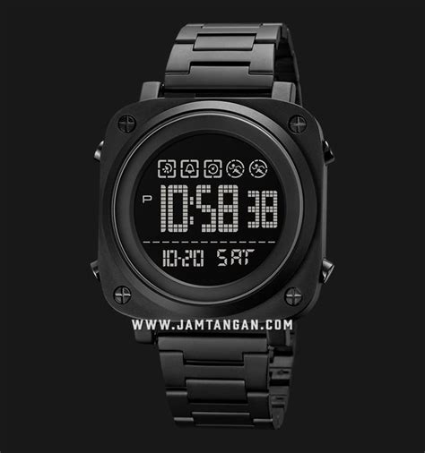 Skmei Bk Digital Dial Black Stainless Steel Strap Jamtangan