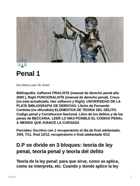 Penal 1 D P Se Divide En 3 Bloques Teoria De Ley Penal Teoria Penal Y Teoria Del Delito Pdf