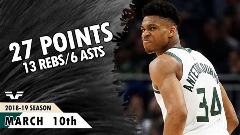 Giannis Antetokounmpo Bucks Vs Spurs Pts Rebs