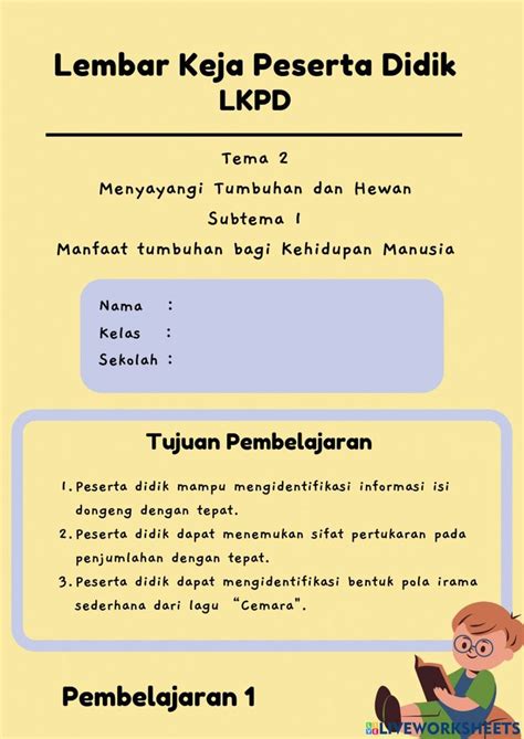 Lkpd Kelas Tema Subtema Pembelajaran Interactive Worksheet