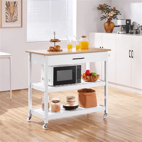 Yaheetech Kitchen Island Cart With Storage Drawer On Wheels White