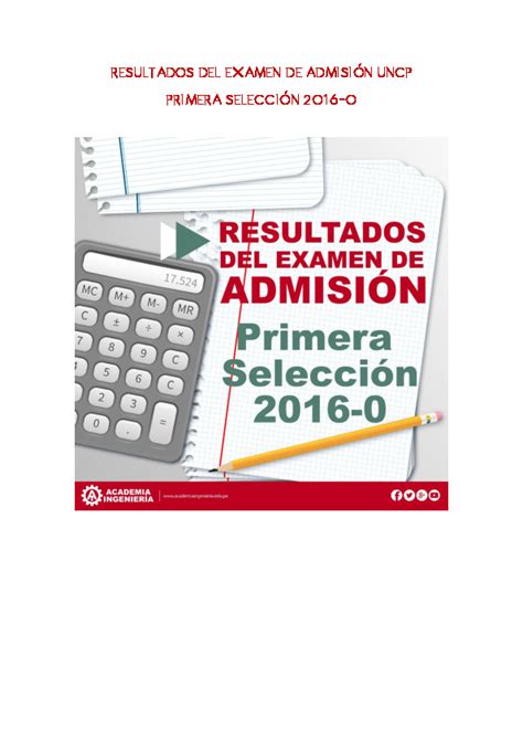 Resultados Del Examen de Admisión Uncp PDFCOFFEE