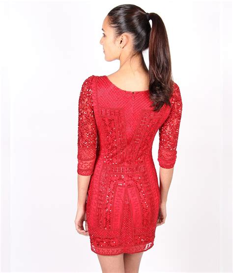 Scala Long Sleeved Red Sequin Dress Alila