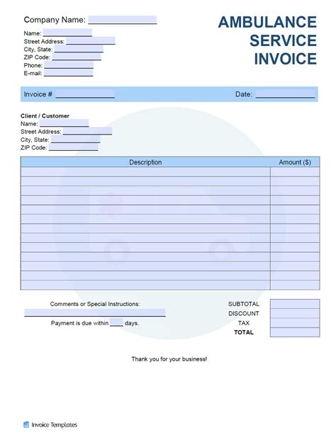 Ambulance Service Invoice Template Invoice Generator