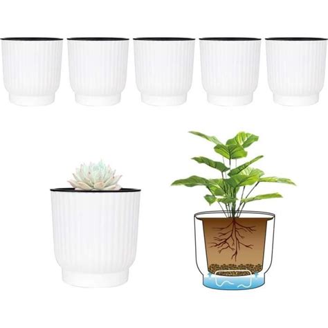 Pots De Fleurs Auto Irrigation Trahoo Rond Blanc Cm