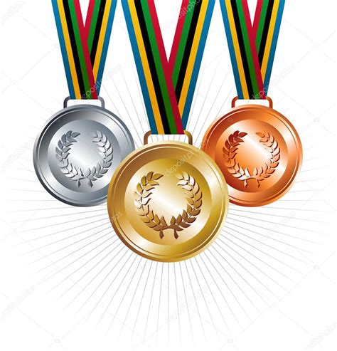 Medallas de oro plata y bronce con cintas de fondo vector gráfico