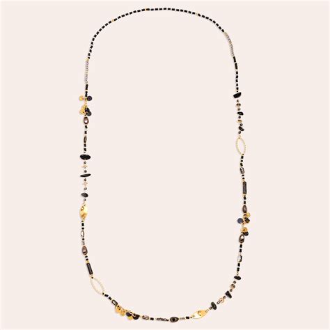94cm Zwarte Stenen Ketting Van Roestvrij Staal 112419