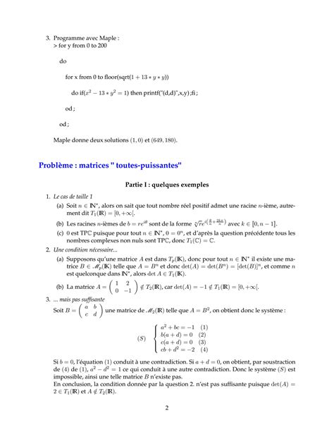 SOLUTION 3 Matrices Toutes Puissantes Correction Studypool