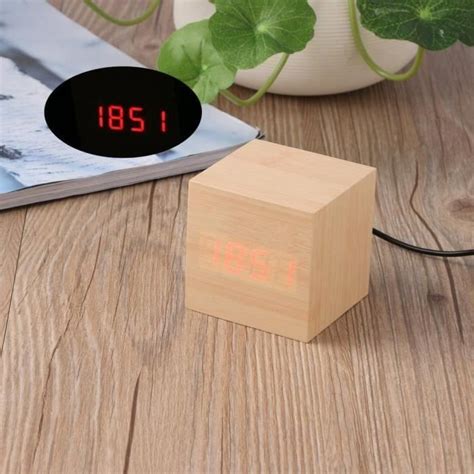 God Led R Veil Num Rique En Bois Horloge Digital Cube