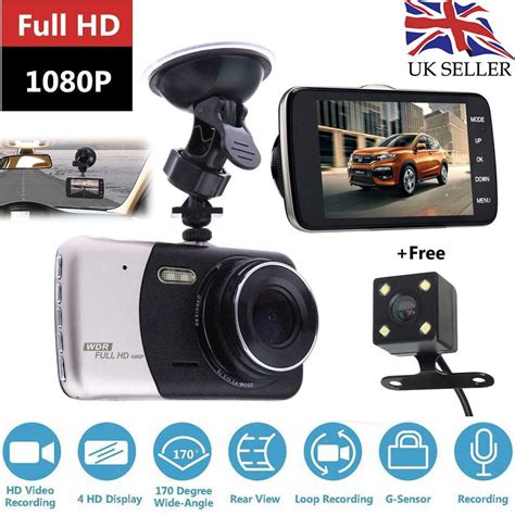 4 Hd 1080p Dual Lens Car Dvr Front And Rear Camera Video Dash Cam Recorder Ebay