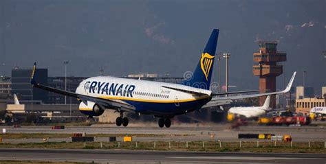 Passenger Airplane Of Company Ryanair During Landing Editorial