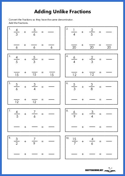 Adding And Subtracting Dissimilar Fractions Worksheets Worksheets For Kindergarten