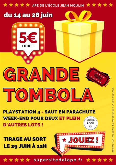 Affiche Tombola Th Me Cadeau Rouge Et Or Apeblog Flyer Templates