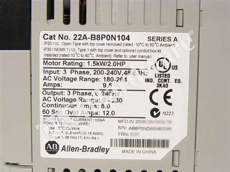 PLC Hardware - Allen Bradley 22A-B8P0N104, Used PLCH Packaging