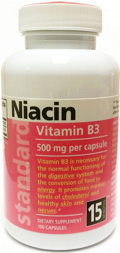 STANDARD VITAMINS NIACIN VITAMIN B3 500 MG 100 CAP One Stoppe