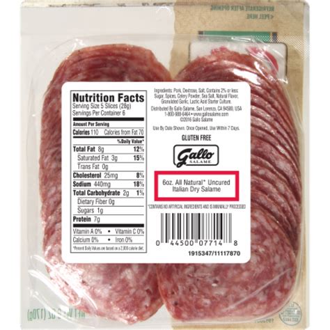 Gallo Salame Deli Thin Sliced All Natural Uncured Salame Oz Kroger