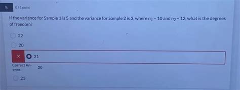 Solved If the variance for Sample 1 is 5 and the variance | Chegg.com