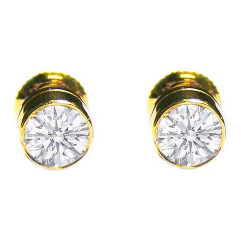 Diamond Earrings Round Diamond Bezel Set Stud Earrings 041 Tcw In