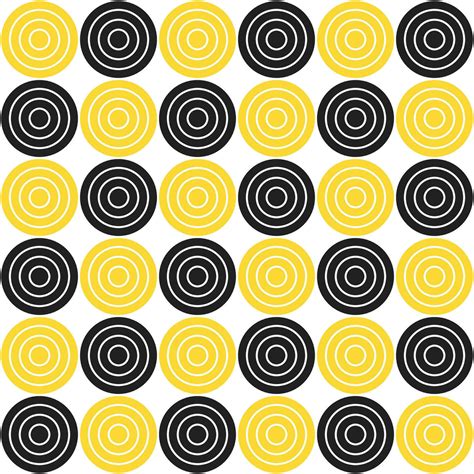 Yellow and black circle pattern. Circle vector seamless pattern. Decorative element, wrapping ...