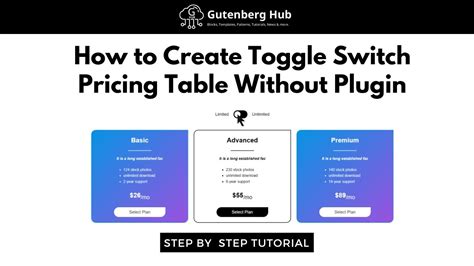 How To Create Toggle Switch Pricing Table In Gutenberg Wordpress Tips