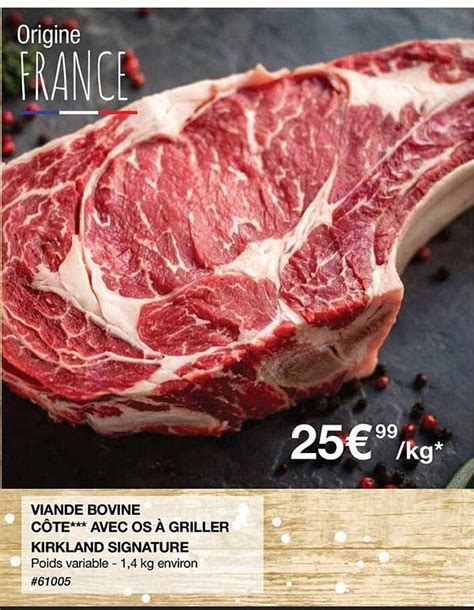 Promo Viande Bovine Côte avec Os à Griller Kirkland Signature chez