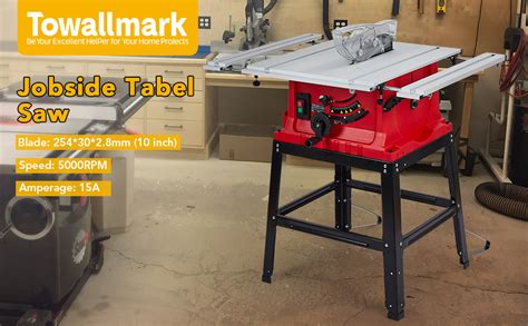 Table Saw 10inch 15a 5000rpm Portable Table Saw With Stand And Safety Switch Push