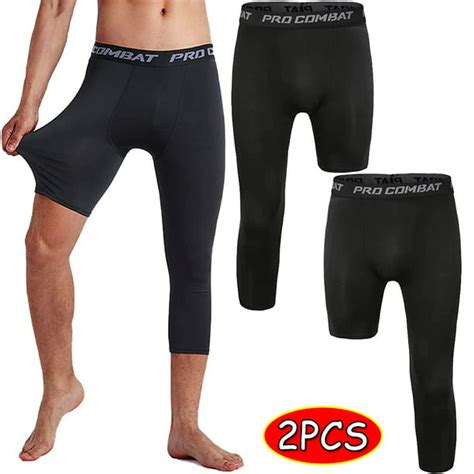 Centuryx Men One Leg Compression Pants 3 4 Capri Tights Athletic