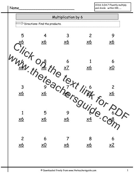 Basic Multiplication Facts Worksheets