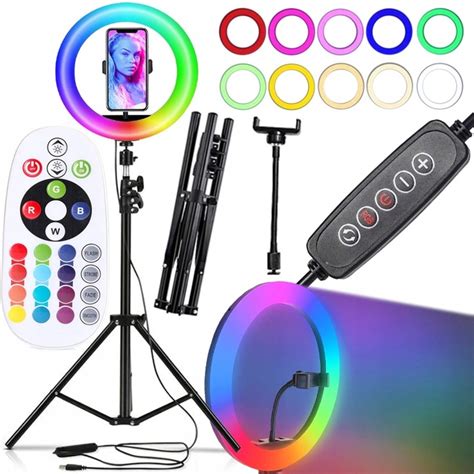 Lampa Pier Cieniowa Ring Do Selfie Led Rgb Makija Statyw Cm W