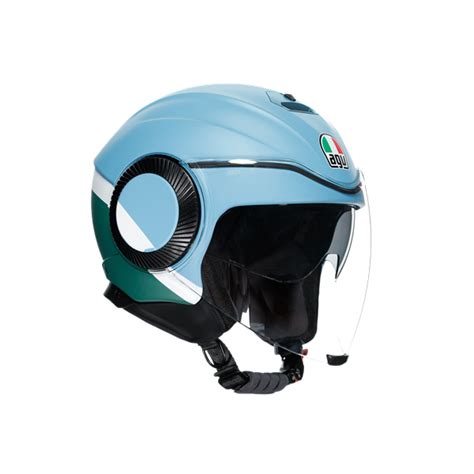 Agv Orbyt Multi Block Matt İron Blue Green Açık Kask