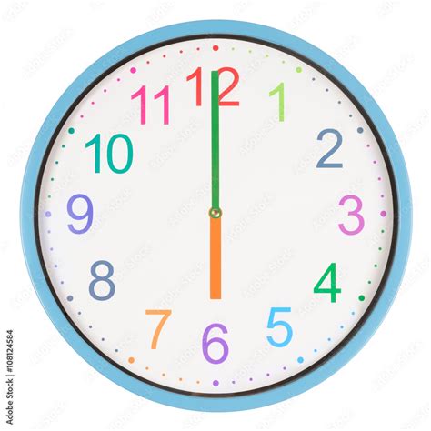 Colorful clock showing six o'clock Stock Photo | Adobe Stock