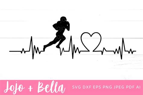 Football SVG Footballer Heartbeat Svg