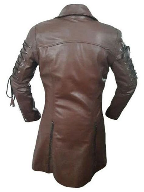 Mens Genuine Leather Trench Coat Jacket Steampunk Gothic Matrix Terminator Coat Etsy