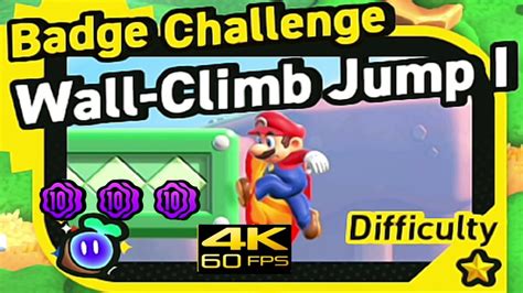 Super Mario Bros Wonder Gameplay Badge Challenge Wall Climb Jump I